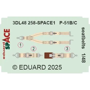 Plastikový model Eduard 1/48 P-51B/C seatbelts SPACE