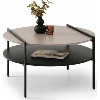 Konferenční stolek Konferenční stolek Mebel-Partner kulatý 80 x 80 x 45 cm černý, odstíny béžové