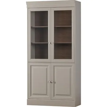 Knihovna WOOOD Šedá borovicová vitrína Chowie 215x105 cm