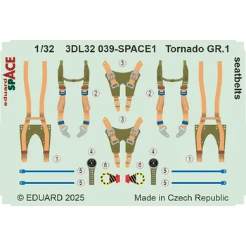 Plastikový model Eduard 1/32 Tornado GR.1 seatbelts SPACE (ITALERI)
