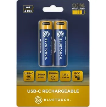 Článková baterie Bluetouch Nabíjecí baterie USB-C AA 2 ks