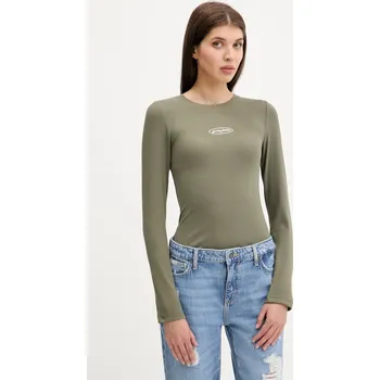 Pánské tričko Tričko s dlouhým rukávem Guess Jeans W5YP38.KA0H1 zelená 78X, vel. M