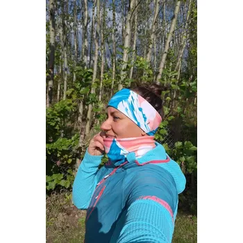 Sportovní čelenka Zimní culíkovka a nákrčník 2v1 - Zimní hory (Vyteplená culíkovka a nákrčník 2v1 z microfleecu)