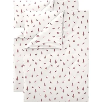 Povlečení LIVARNO® Sada ložního povlečení z jemného flanelu, 140 x 200 cm, 70 x 90 cm, jeleni / jedle červená, 2dílná