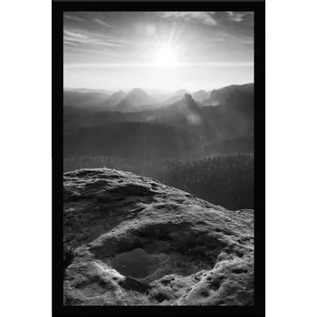 Obraz Bondecor Obraz černobílý "Horské vrcholy" 24x30cm Barva: Bílá