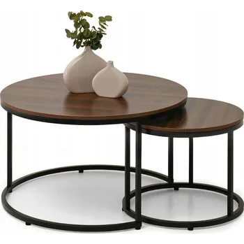 Konferenční stolek Konferenční stolek Mebel-Partner kulatý 80 x 80 x 48,5 cm černý, ořech