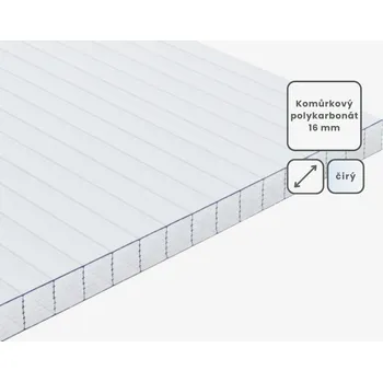 Střecha Komůrkový polykarbonát tl.16mm čirá Rozměr desky: 1050x3000mm