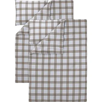Povlečení LIVARNO® Sada ložního povlečení z jemného flanelu, 140 x 200 cm, 70 x 90 cm, kostka/béžová, 2dílná
