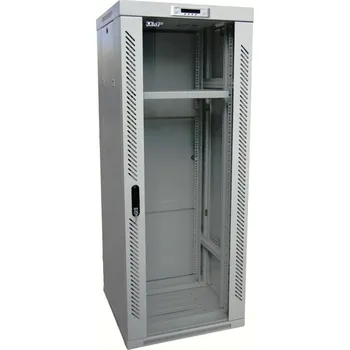 Rozvaděč LEXI-Net 19" stojanový rozvaděč 27U 600x800 rozebiratelný, ventilační jednotka, termostat, kolečka, 600kg, sklo, šedý LS27U-60/80