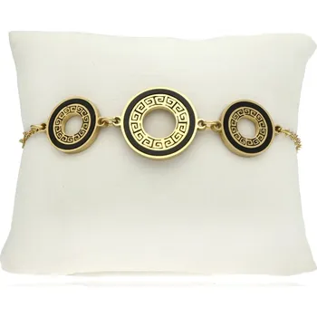 Náramek Náramek YVON z pozlacené oceli s geometrickými motivy a jemným řetízkem