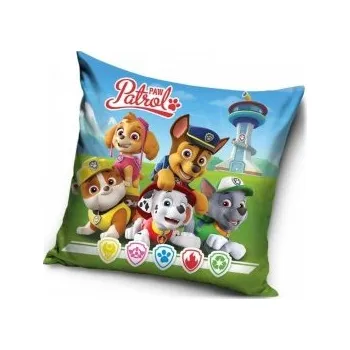 Povlak na dekorativní polštářek CARBOTEX - Povlak na polštář / polštářek Tlapková patrola / Paw Patrol - přátelé Marshall, Chase, Ruble, Skye / 40 x 40 cm