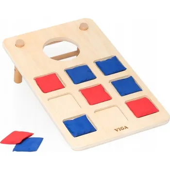 Dřevěná hračka LOGICKÁ HRA KŘÍŽKY A KOLEČKA / HÁZENÍ DO DÍRY (CORNHOLE) 2V1 VIGA - HRA NA ZRUČNOST A PŘESNOST