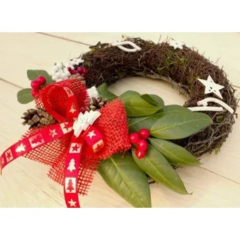 Vánoční dekorace Vánoční sada pro výrobu věnce na dveře z proutí červená