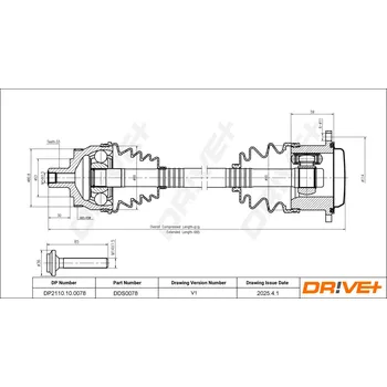 Hřídel nápravy Hnací hřídel DRIVE+ DP2110.10.0078