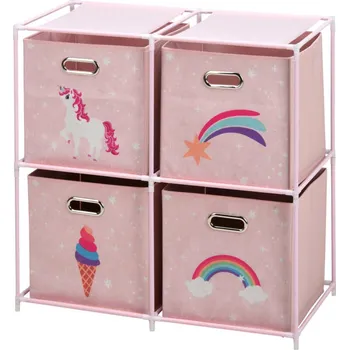 Příbor Storagesolutions Regál s textilními nádobami do dětského pokoje, růžová