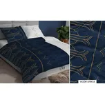 Saténové povlečení 160x200 tmavě modrá bílá geometrická na zip 4796 A KARO Satin 225495554