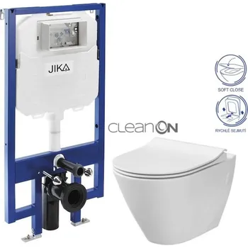 WC sada JIKA předstěnový instalační 8 cm systém bez tlačítka + WC CERSANIT CLEANON CITY H894652 X CI1