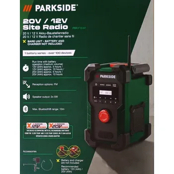 Stavební rádio PARKSIDE PBR 10 A1 + síťový adaptér