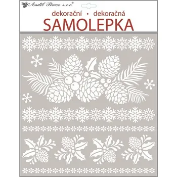 Dětské zboží Anděl Přerov s.r.o. Samolepky bílé s glitry 38x31 cm, šišky