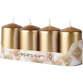 Svíčka Svíčka válec Emocio 4ks, 40 x 80mm - metal zlatá