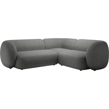 Pohovka Micadoni Tmavě šedá bouclé rohová pohovka Kate 252 cm, pravá