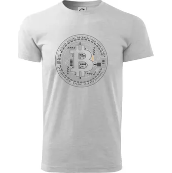 Bitcoin tištěný spoj - Triko extra velké (5-8XL) - 8XL ( Světlešedý Melír )