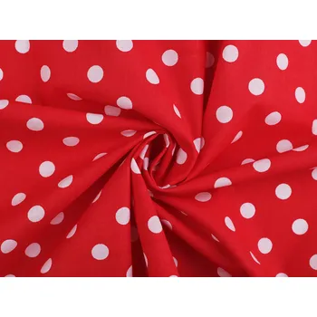 Bavlněná látka / plátno puntíky, střední, 4 (12) červená