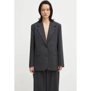 Dámské sako Sako s přídavkem vlny Maison Kitsuné Tailored šedá barva, PW02121WT3022, 40, 90X