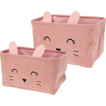 Úložný box HOMESTYLING Dětský úložný koš na prádlo i hračky kvádr sada 2 ks růžová KO-HZ1993160ruzo
