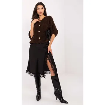 Dámský svetr Tmavě hnědý dámský pletený svetr na knoflíky IT-SW-72987.00-dark brown Velikost: ONE SIZE