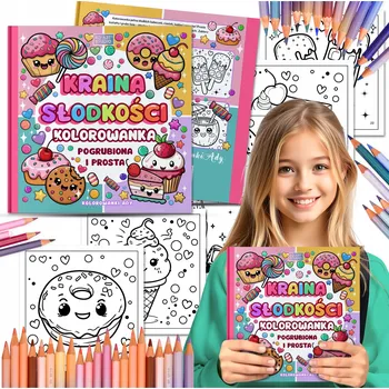 omalovánky OMALOVÁNKY PRO DĚTI ZEMĚ SLADKOSTÍ 50 OBRÁZKŮ K VYBARVENÍ DORTÍKY ZMRZLINA A5