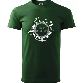 Pánské tričko Czech Travelers jednobarevný - Triko extra velké (5-8XL) - 6XL ( Lahvově zelená )