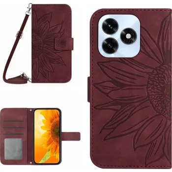 Pouzdro na tablet VSECHNONAMOBIL 126722 ART SUNFLOWER Peněženkový kryt se šňůrkou pro Honor X5c Plus bordó