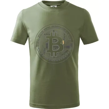 Bitcoin tištěný spoj - Tričko dětské bavlněné - 122 cm/6 let ( Khaki )