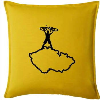 Polštář Mapa ČR - cyklista na prsou - Polštář 50x50 - 50x50 - Pouze potah ( Žlutá )