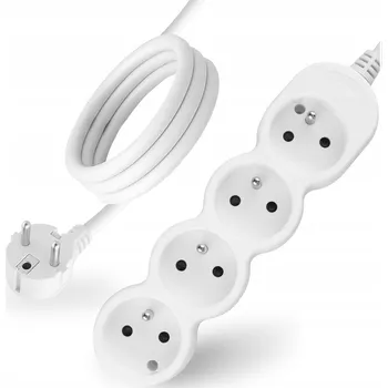 Napájecí kabel Prodlužovací Kabel se 4 zásuvkami a Zásuvková Lišta 1,5 m bílý