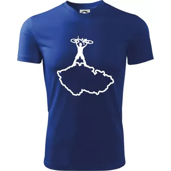 Mapa ČR - cyklista na prsou - Dětské triko sportovní (dresovina) - 158 cm/12 let ( Královská modrá )
