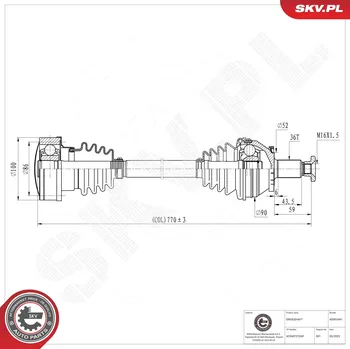 Poloosa kola Hnací hřídel - poloosa ESEN SKV 40SKV441
