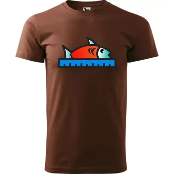 Pánské tričko Sablio Tričko s potiskem Ryba s metrem - hnědé S