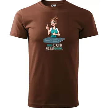 Pánské tričko Sablio Tričko s potiskem Ano, jsem kuchařka - hnědé S