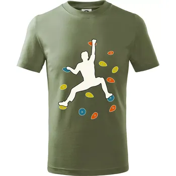 Bouldering lezec - Tričko dětské bavlněné - 158 cm/12 let ( Khaki )