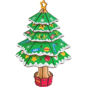 Puzzle 3D Dřevěná skládačka: Vánoční strom