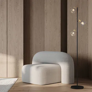 Lampička Näve Stojací lampa Lindita, 3 žárovky, sklo, železo, kouřově šedá, E14 - Délka kabelu 180 cm kouřově šedá, černá, mosazná 3 × 40 W - Doprava zdarma