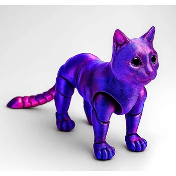 Flexi 3D kočka z 3D tiskárny | Svíčkománie3D | Barva: Fialovo-modrá lesklá