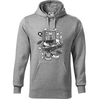 Pánská mikina DJ metr - Mikina pánská Cape s kapucí - 4XL ( Tmavě šedý melír )