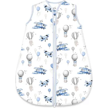 Spací pytel pro miminko Spací vak, bavlna, celoroční na zip 74 cm, Letadla a balón - modrá