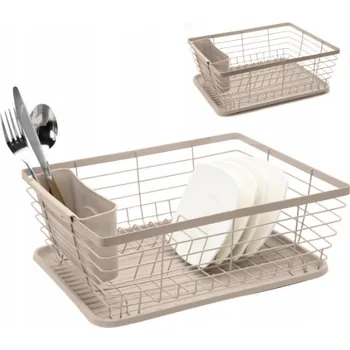 Organizace kuchyně ODKAPÁVAČ NA NÁDOBÍ STOJÍCÍ NA TALÍŘE HRNKY PŘÍBORY PROSTORNÝ BÉŽOVÝ