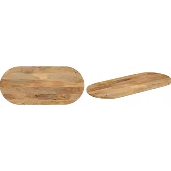 Konferenční stolek 80x40x3, Oválná stolová deska, 8 cm, masivní mangové dřevo