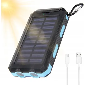 Powerbanka SOLÁRNÍ POWERBANKA PRACHOTĚSNÁ VODĚODOLNÁ PŘENOSNÁ 10000 MAH S KOMPASEM