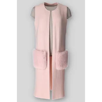 Dámský svetr Dlouhá vesta úplet RAY 5098 barva: hnědá-fango